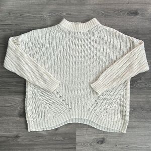 American Eagle Chunky Open Knit Sweater XS Oversized Cream Neutral Boho Winter